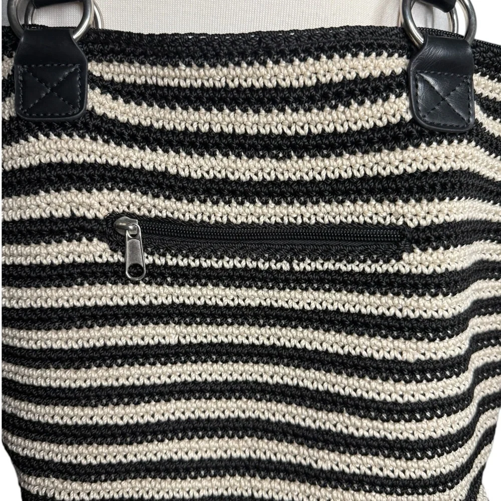 The Sak Black and White Crochet Collection Hobo Handbag